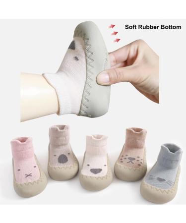 Baby Toddler Sock Shoes | Soft Sole First Walking Shoes with Grips | Boys Girls 12-18 Months | Beige - Buy Online on GoSupps.com