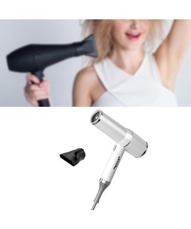 Oshhni High Powerful Hair Dryer Hair Tool High Speed with Nozzle for Home Use Dorm Hotel Fine Thick Natural Wave Frizzy Hair White 1 Nozzle - Buy Online on GoSupps.com