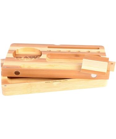 RAW Backflip Bamboo Magnet Rolling Tray Limited Edition - Striped Design | Includes Clear ES Scoop Card - Buy Online on GoSupps.com