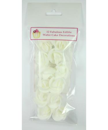 12 White Roses- Beautiful Edible 3D Wafer Cake Decorations - Buy Online on GoSupps.com