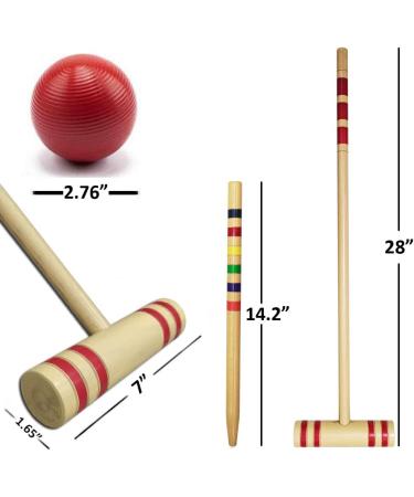 Tuahoo 28 Six-Player Croquet Set with Wooden Mallets - Outdoor Game for Adults, Families, and Kids | Giant Yard Game for Tailgate, Lawn, Backyard, and Park - Buy Online on GoSupps.com