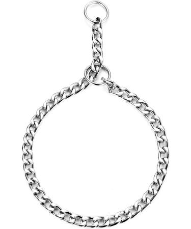 HAPPY HACHI Choke Chain for Dogs 45cm Strong Slip Chain Collars Anti Chew for Medium Large Pet Dog Silver Metal Necklace for Puppy Training Walking 45cm Silver