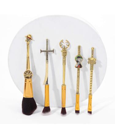 Set of 5 One Piece Anime Makeup Brushes - Metal Handle & Velvet Gift Bag | Perfect Gift for Fans - Birthday Thanksgiving Christmas - Buy Online on GoSupps.com