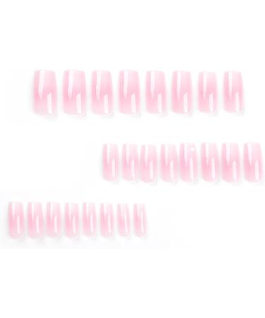 French Tip Press on Nails - Mid length Press On Nails with Nail Tips Gradient Pink press on nails Acrylic False Nails Cute Artificial Nails - Buy Online on GoSupps.com