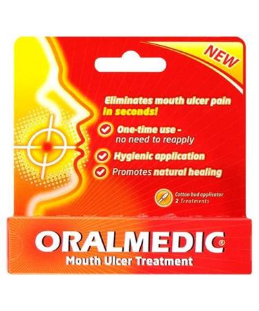 Oralmedic Mouth Ulcer and Canker Sore Treatment, Instant Pain Relief (2 Treatments swabs)