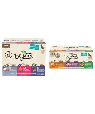 Purina Beyond Fish and Poultry P t Natural Wet Cat Food Variety Pack (36 Cans) Cat Food + Poultry P t Variety Pack