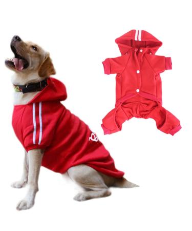 Dogs Hoodies 4 Legs Overall Dog Walrow Weather Sweatshirt Cotton Jacket Training Suit For Little Dog Medium Dog Big Dog Cat Xs Red