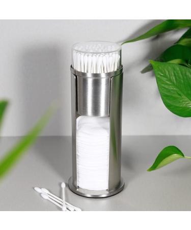 Honrane Cotton Pad Holder Cosmetic Cotton Pad Organizer Stainless Steel Round Cotton Swab Makeup Pad Holder Case Desktop Storage Box Silver - Buy Online on GoSupps.com