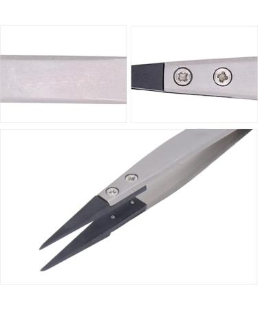 Point Tip Tweezers Anti Static Tweezers Black High Hardness Precise Carbon Fiber Plastic Tweezers for Electronics Jewelry Making Laboratory Work Repair - Buy Online on GoSupps.com