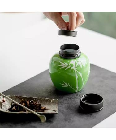 Sealed Tea Caddy Pure Hand-painted Green Bamboo Tea Cans for Home Use Double-layer Sealed Cans Tea Storage Cans Tea Jar with Lid - Buy Online on GoSupps.com