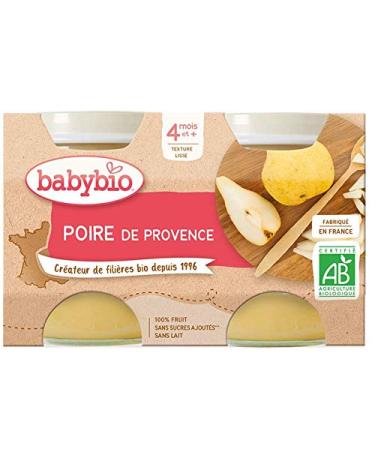 Babybio - Williams Small Pear-Shaped Pots 2 x 130 g - 4+ Months - Organic - Pack of 3