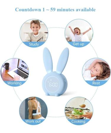 Yongyao Blue Rabbit Alarm Clock for Kids | Light & Wake Up Function | Bedside Lamp with 6 Sounds & Slumber Mode - Buy Online on GoSupps.com