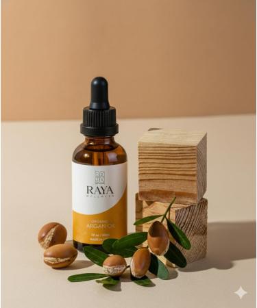 RAYA WELLNESS Organic Argan Oil 2 fl oz (60 ml) | Cold-Pressed Carrier Oil for Hair & Skin | USDA Organic Made in USA - Buy Online on GoSupps.com