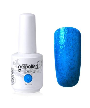 Vishine Nail Salon UV Manicure Polish Soak Off Gel Polish Nail Art Pearl Deepskyblue(643) #643
