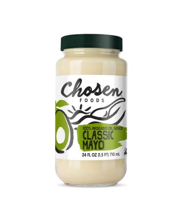 Chosen Foods 100% Avocado Oil-Based Classic Mayonnaise, Gluten & Dairy Free, Low-Carb, Keto & Paleo Diet Friendly, Mayo for Sandwiches, Dressings and Sauces, Made with Cage Free Eggs (24 fl oz)
