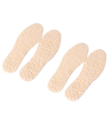 2 Pairs Wool Insole Winter Warm Sheepskin Insole Comfort Cozy Fluffy Shoe Inserts Replacement for Boots Shoes Slippers Beige (26-36)