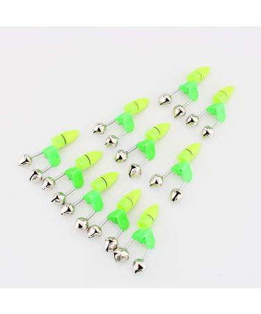 Zerone LED Twin Bells Fishing Alarm - 10 Pcs Night Fishing Accessory with Rod Clip Tip - Green Fish Bait Alert - Buy Online on GoSupps.com