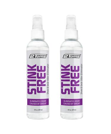 2Toms StinkFree Shoe Odor Eliminator Spray, Removes Gear Odors Caused by Sweat, 8 Ounces, 2 Bottles
