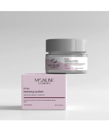 MOONLINE cosmetics EcLips Hydrating Lip Balm (Tuitti Fruitti) Vegan Flavored Coconut Oil Lip Balm Shea Butter Argan Oil Long Lasting Moisturization Hydrates Dry & Chapped Lips Vegan Natural