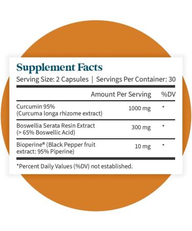 Pattern Wellness Turmeric Curcumin 1300mg - Joint Health & Cognitive Support - 60 Capsules - Buy Online on GoSupps.com