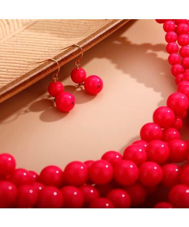 Shop Wiwpar Simulated Pearl Cluster Necklace Set | Multi Strand Twisted Pearl Jewelry - Pink Statement Bib Collar - Buy Online on GoSupps.com