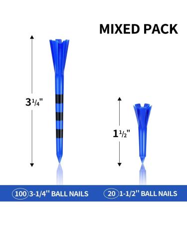 ENHUA Golf Plastic Tees 120 Pack - Unbreakable 3-1/4 Inch Long Blue Tees - Low Friction Bulk Tees - Mixcolor - Buy Online on GoSupps.com