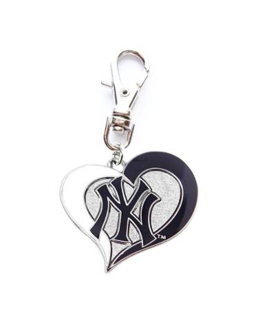 NY NEW YORK YANKEES BASEBALL HEART TEAM CHARM 7/8" W x 7/8" L ADD TO ZIPPER PULL PET DOG CAT COLLAR LEASH HARNESS ETC