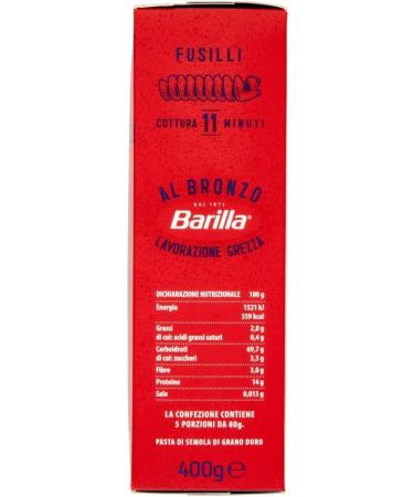  Italian Gourmet E.R. Barilla Fusilli al Bronzo Pack of 10 Bronze Extruded Pasta 400g Raw Processing Method + Italian Gourmet Polpa 400g - Buy Online on GoSupps.com