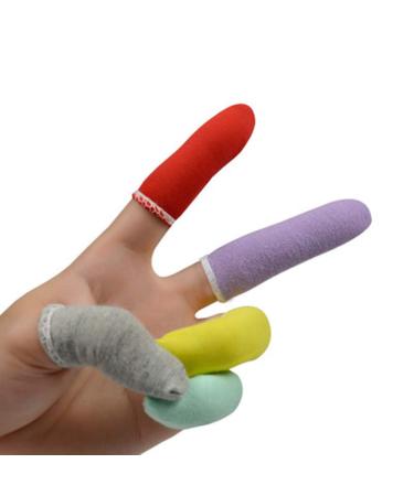 100 Pcs Finger Cots Cotton Material with Elasticity Finger Guards Hand Toe Thumb Fingertips Sleeves Protector by EORTA, Comfortable, Breathable, Absorb Sweat, Reusable, Multicolor cotton Mixed Color