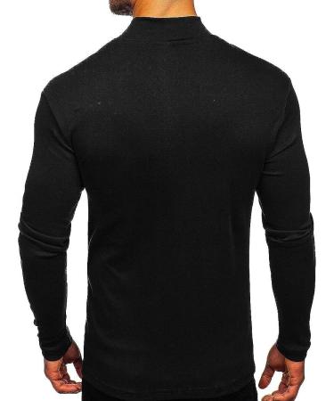 Men's Black Mock Turtleneck Long Sleeve T-Shirt - Large | Lightweight Stretch Undershirt - Buy Online on GoSupps.com