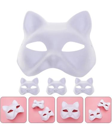 Lurrose Cat Mask Set - 4 Unpainted DIY White Fuchs Animal Masks for Halloween & Cosplay Parties - International Shipping Available - Buy Online on GoSupps.com