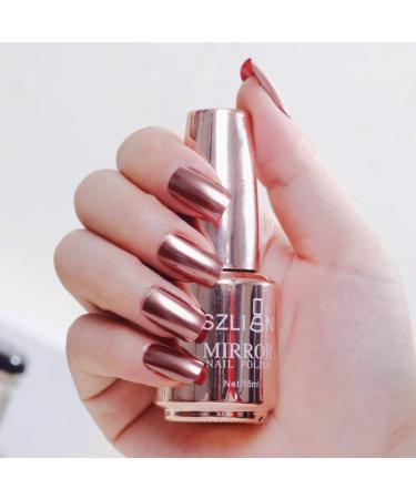 Wishwin Mirror Effect Nail Polish 8 Color UV LED Metallic Shiny Metal Nail Art Gels Nail Art Tool 18ml