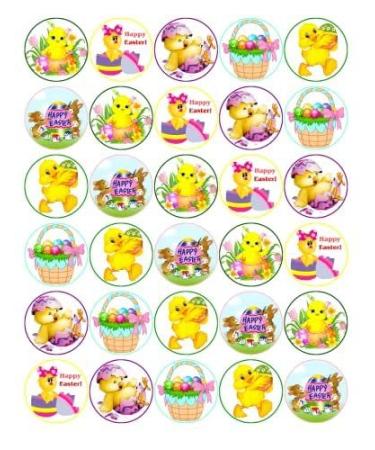 30 x PREMIUM HAPPY EASTER 4CM EDIBLE RICE PAPER FAIRY CUP CAKE TOPPERS SUNDAY D5