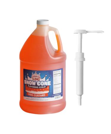 ZippySweets - Snow Cone Syrup - Egg Custard Flavour 1 Gallon with Complimentary Pump Perfect Shaved Ice Syrup for Up to 128 Snow Cones - Ideal Shaved Ice Treats for Summer Fun
