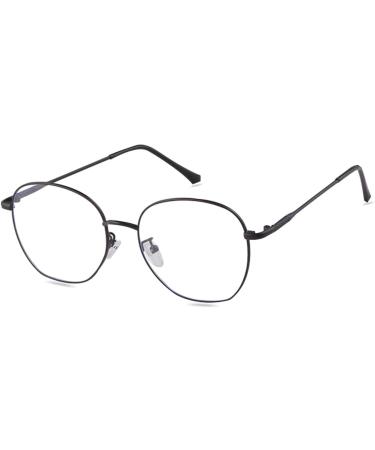 ADEWU Round Glasses Without Prescription Anti Blue Light Computer Gaming Glasses Eye Protection Women Men Anti Blue Light-black-2