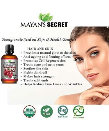 USDA Certified Organic Pomegranate Seed Oil - Cold Pressed Pure Skin & Hair Rejuvenating Oil - Buy Online on GoSupps.com