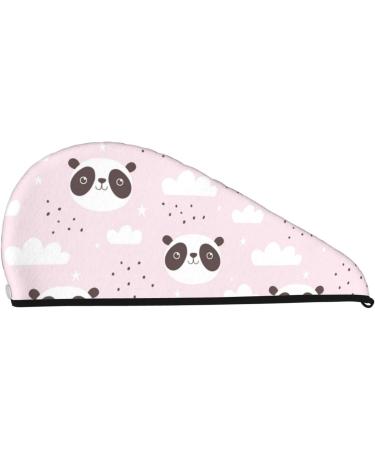 Soft Super Absorbent Cute Panda Microfiber Hair Towel Wrap for Women - Quick Dry Coral Velvet Hair Cap for Long Curly & Thick Hair - Buy Online on GoSupps.com