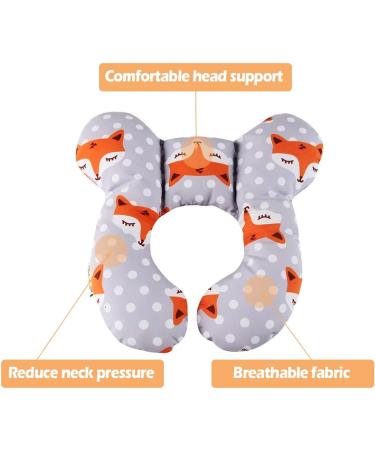 KAKIBLIN Baby Travel Pillow - Gray Fox Design - Neck and Head Support for Car Seat and Pushchair - Buy Online on GoSupps.com