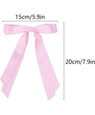 2 Pack Hair Bows for Women Pink Bow Hair Clips French Barrette with Long Silky Satin Hair Ribbons for Women Girls(Light Pink) - Buy Online on GoSupps.com