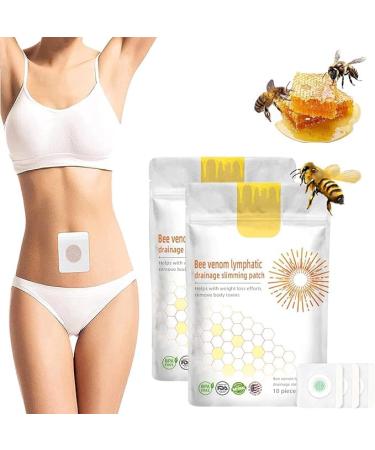 10/20/30Pcs Bee Venom Slimming Patches - Bee Venom Lymphatic Drainage Slimming Patches - Bee Venom Lymphatic Drainage Shaping Belly Stickers for Women & Men - Body Curves Shaping Pads for Weight Loss (2Pack - 20Pcs)
