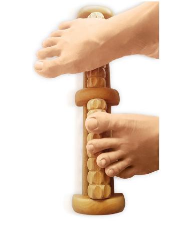 TheraFlow Foot Massager Roller Foot Roller for Plantar Fasciitis Relief - Foot Pain Diabetic Neuropathy Heel Arch Stress Relief - Relaxation Gifts for Women Men Reflexology Tool - Wooden (Dual)