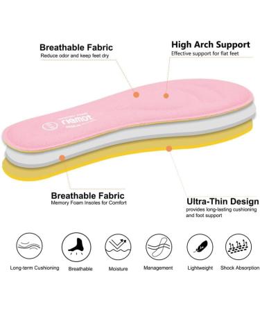 2 Pairs Riemot Memory Foam Insoles for Women - Comfortable Replacement Inserts for Sports Shoes Trainers and Work Boots - Pink US 6/37 EU - Buy Online on GoSupps.com