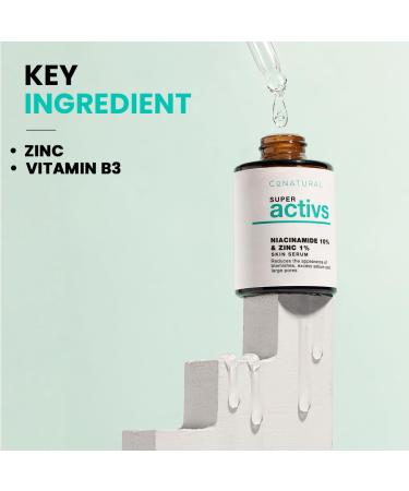 Conatural Niacinamide Serum 30ml | 10% Niacinamide + 1% Zinc - Anti-Aging & Pore Minimizer Serum for Glowing Skin - Buy Online on GoSupps.com
