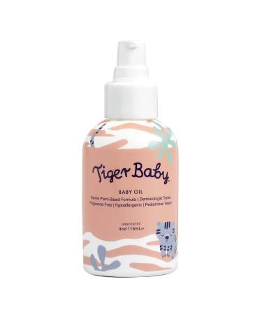 Tiger Baby Oil Plant-Based Natural and Organic Baby Massage Oil to Moisturize and Nurture Sensitive and Dry Skin Hypoallergenic Pediatrician Tested Fragrance Free and Dermatologist Tested 4 Ounces - Buy Online on GoSupps.com