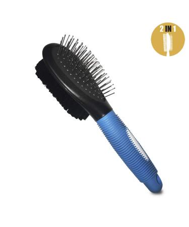 BV Dog & Cat Grooming Comb | 2-Sided Bristle & Pin Brush for Long & Short Hair Pets | Shedding Hair Remover for Medium Breeds - Buy Online on GoSupps.com