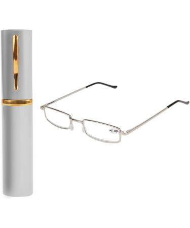 Cold Toy Feather Hinges Reading Glasses for Women & Men - Lightweight Metal Mini Readers with Case (Silver Strength 2.00) - Visual Aid & Reading Aid - Buy Online on GoSupps.com