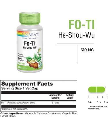 Solaray Fo-Ti 610 mg - 100 Vegan Capsules | Natural Herbal Supplement - Buy Online on GoSupps.com