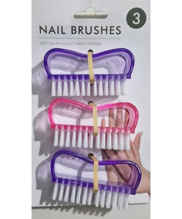 Nail Brush for Cleaning Nails Soft Nail Brushes set of 3 Plastic handle Finger Tip Scrubber Small Hand Cleaning Brush for Hand Feet Nails (Multi Color)