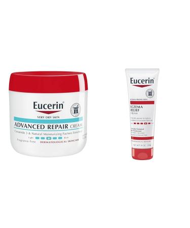 Eucerin Advanced Repair 16 Oz Body Cream Eczema Relief 8 Oz Cream Bundle