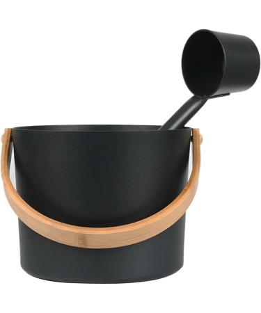 Sauna Bucket Sauna Bucket ladle Set 7L Luxurious Finnish Matching Ladle Sauna Barrel Sauna Aluminum Bucket with Long Handle Spoon Set Sauna Bucket Stylish Spa Esential for Water Ladling Black - Buy Online on GoSupps.com